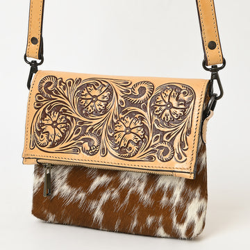 American Darling Cross Body Hand Tooled Hair on-Genuine Leather Western Women Bag Handbag Purse | Crossbody